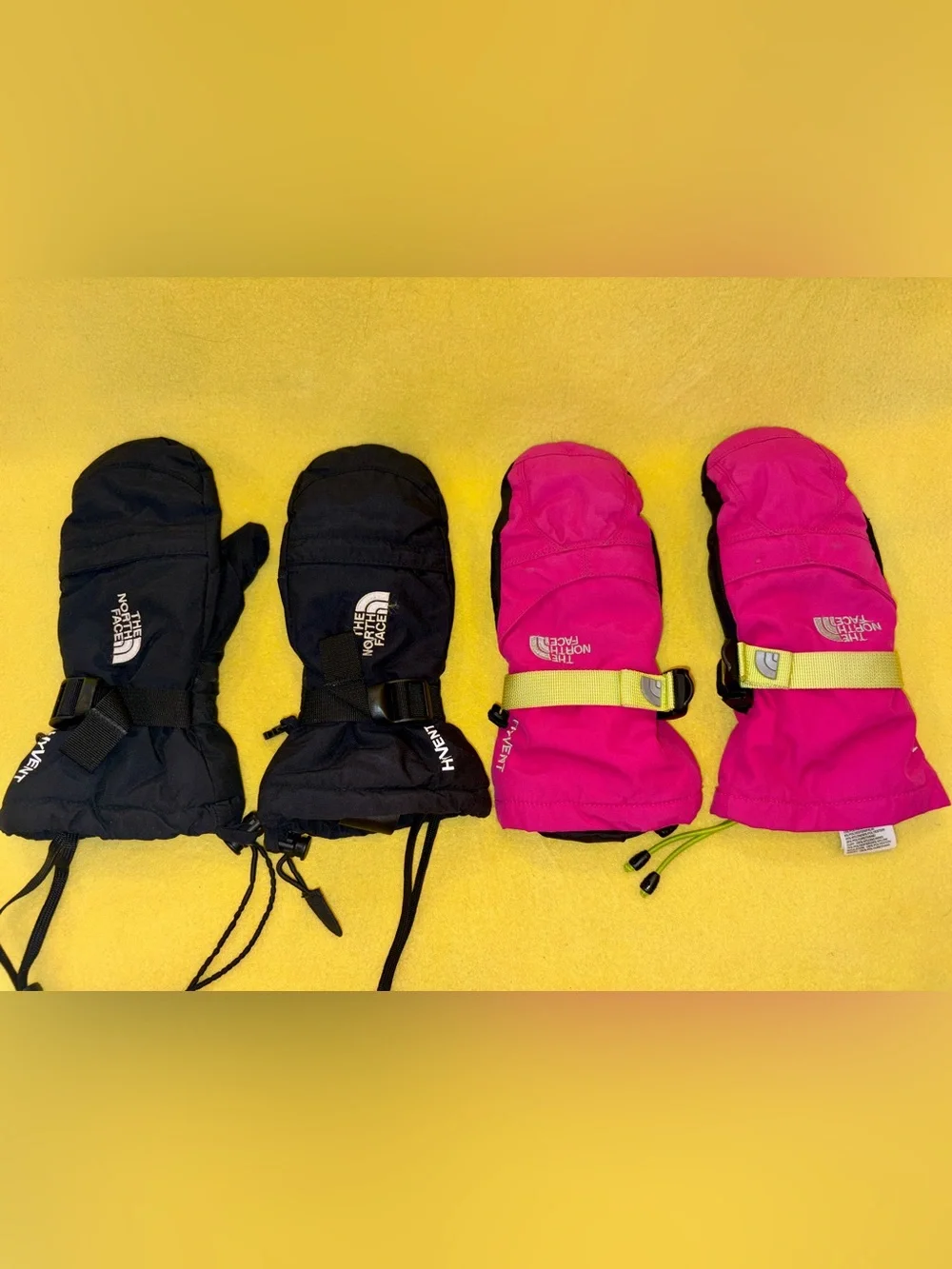 The North Face Kids Montana Ski Mitts Bundle - Size Youth Medium (Black & Pink)